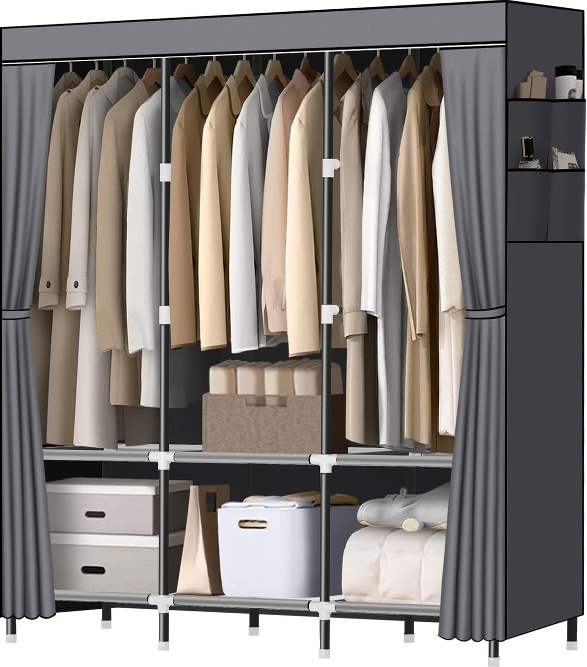 LOKEME Wardrobe Closet,Steel Pipe Diameter 19mm,Portable Closet for Bedroom