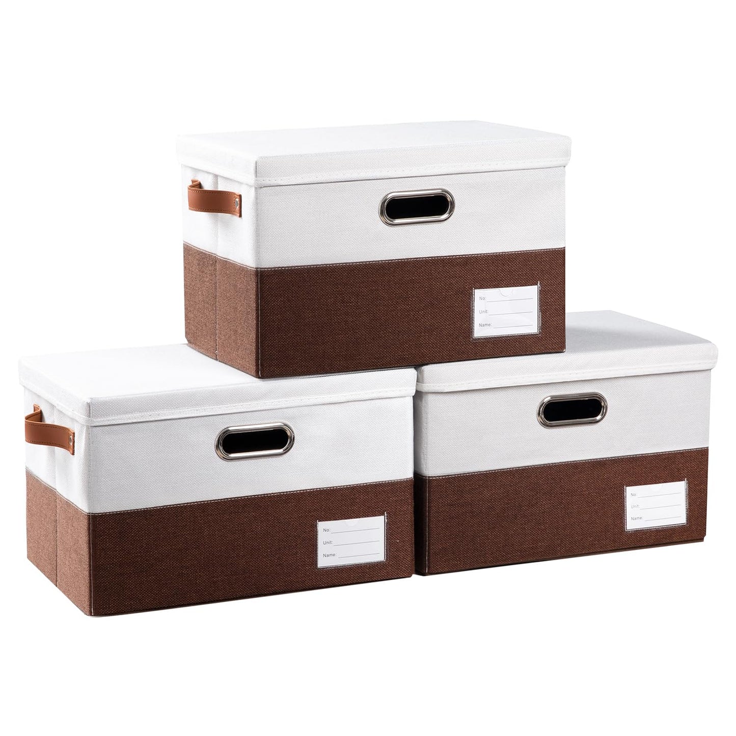 PRANDOM Large Collapsible Storage Bins with Lids [3-Pack] Jute Fabric Foldable Storage Boxes Organizer Containers Baskets Cube with Cover for Home Bedroom Closet Office Nursery (17.7x11.8x11.8)