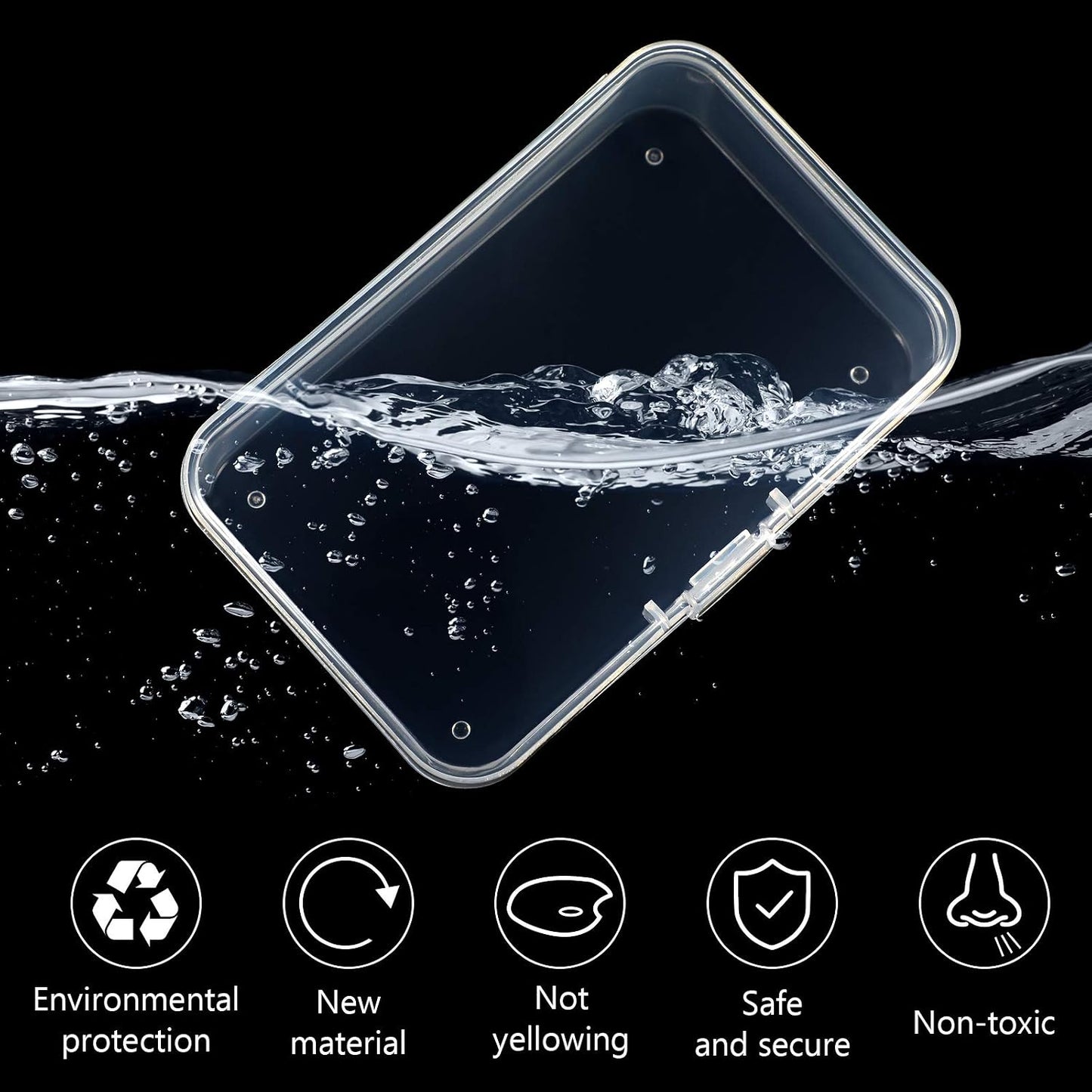 Jetec 6 Pieces Small Clear Plastic Storage Box, 3.3 x 2.1 x 1 Inch
