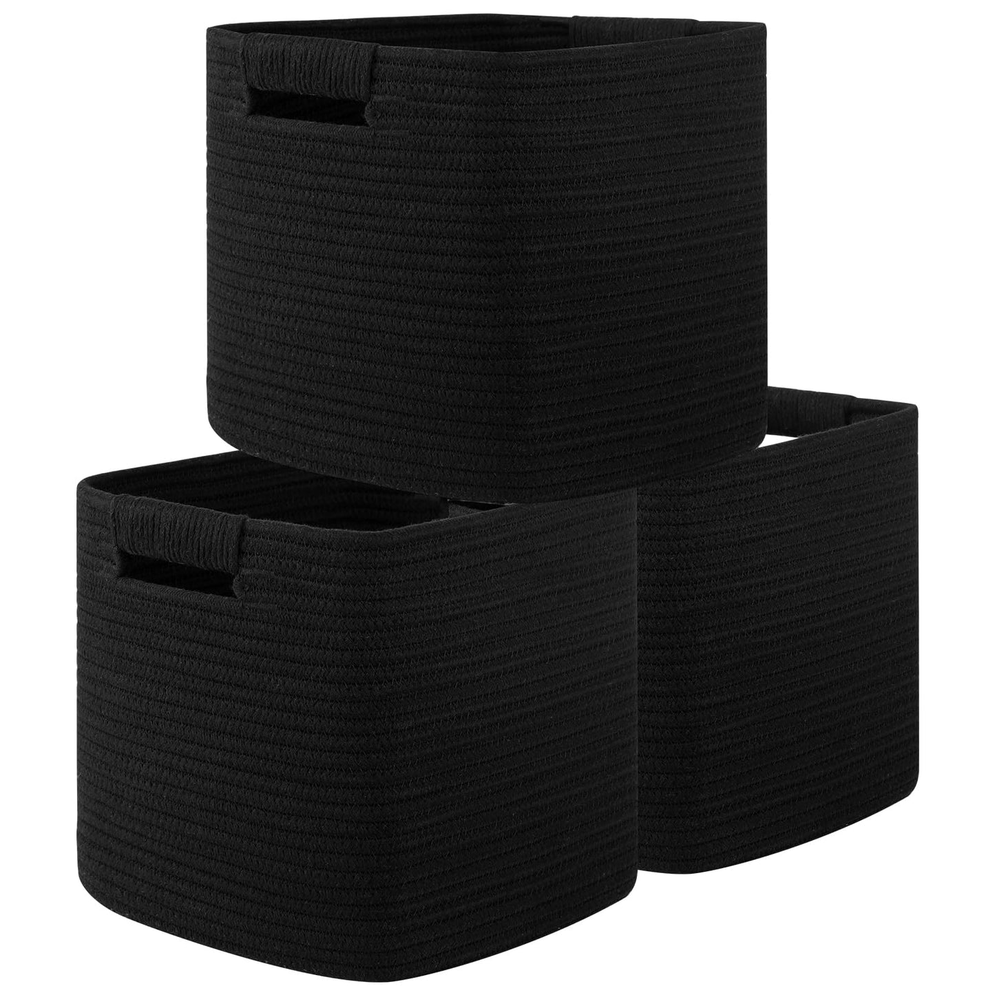 OIAHOMY Storage Cubes 11 Inch Storage Bins 3-Pack Square Baskets Brown