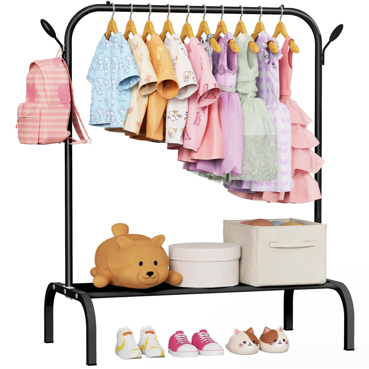 Kids Clothes Rack for Ages 3-6, Montessori Kids Clothing Rack, White