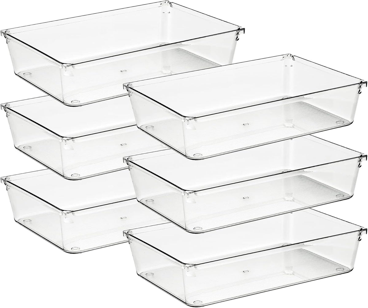 Ravinte 6 Pack Drawer Organizer, 6" x 9" Plastic Storage Bins