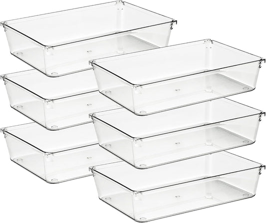 Ravinte 6 Pack Drawer Organizer, 6" x 9" Plastic Storage Bins