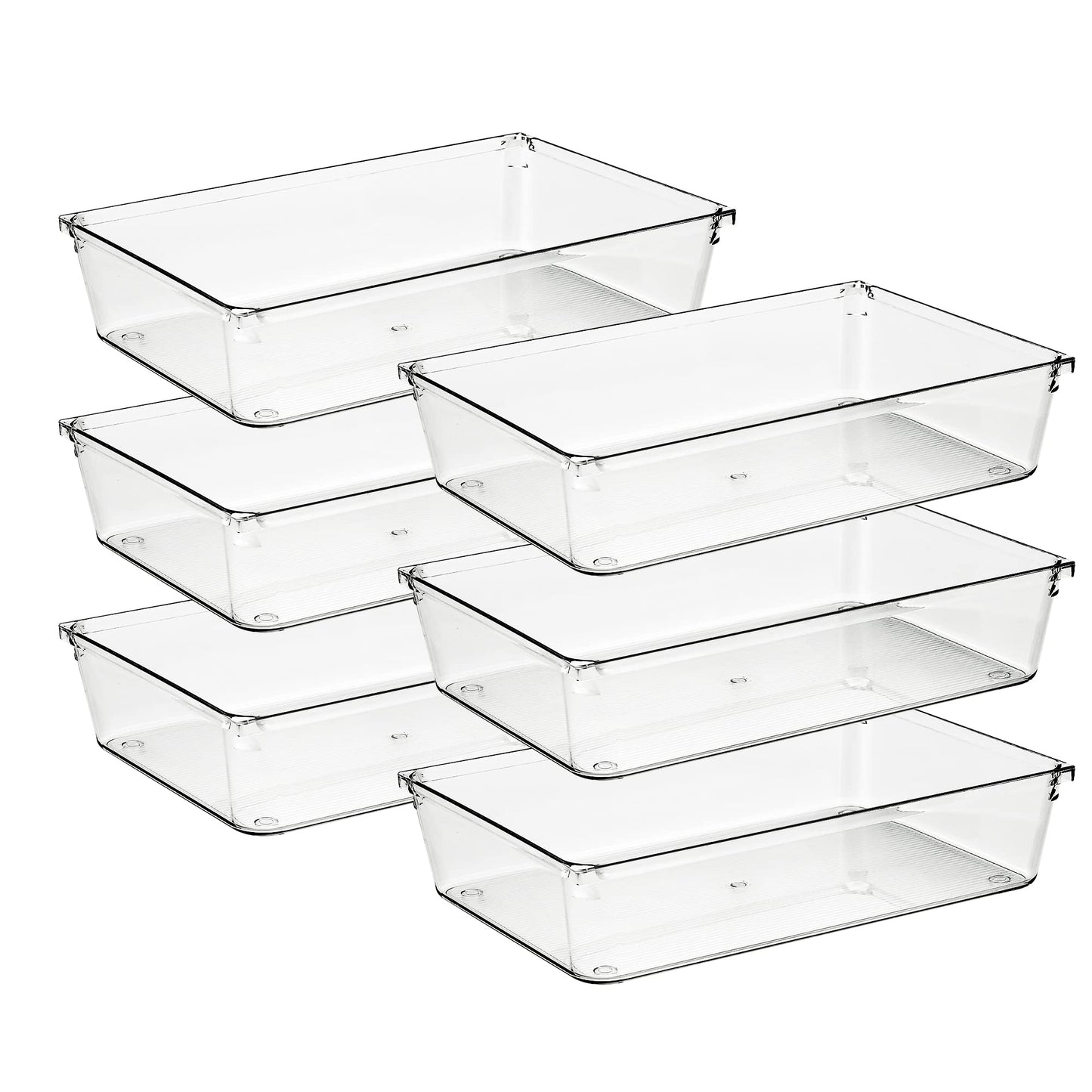 Ravinte 6 Pack Drawer Organizer, 6" x 9" Plastic Storage Bins