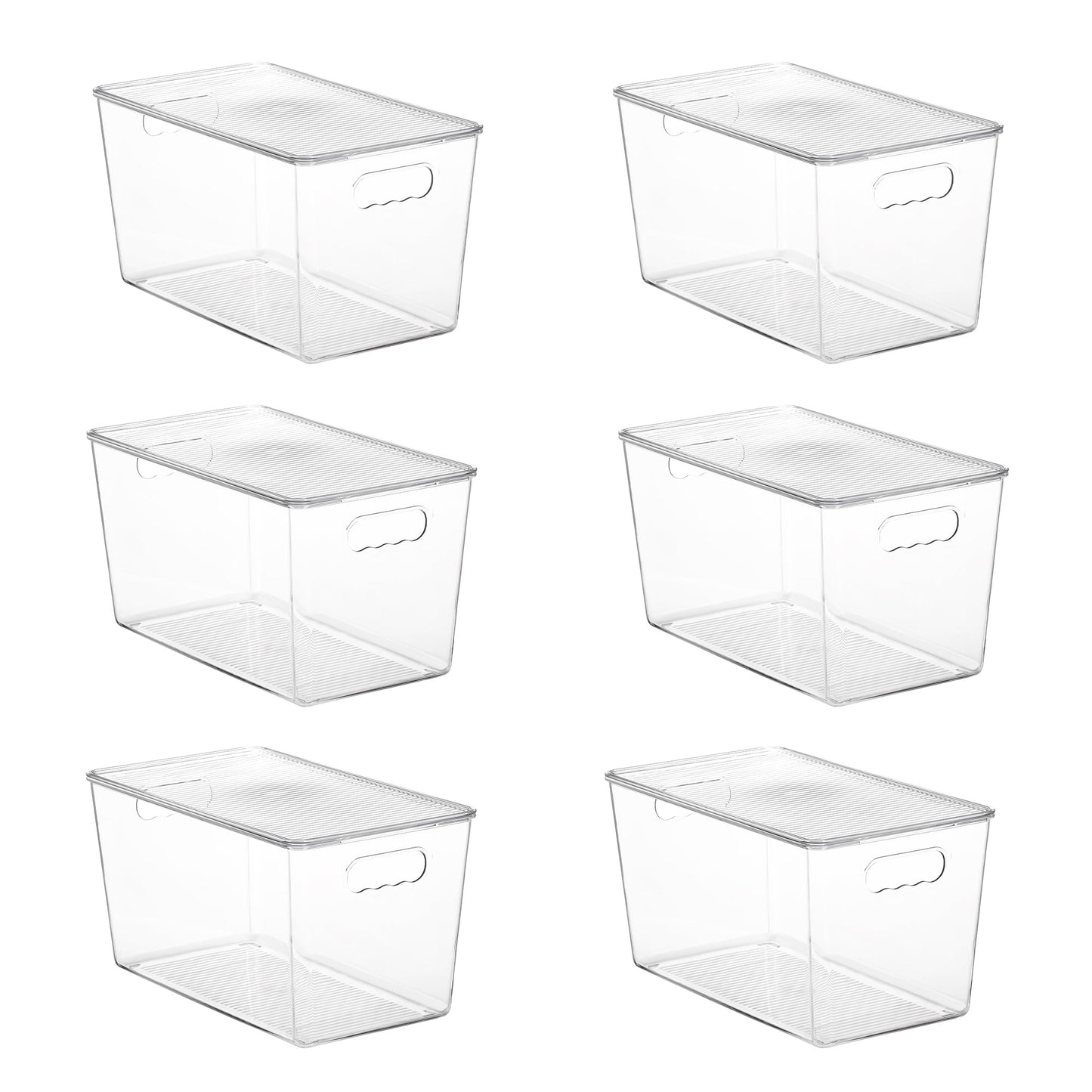 Vtopmart 6 Pack Clear Stackable Storage Bins with Lids and Handles, Large