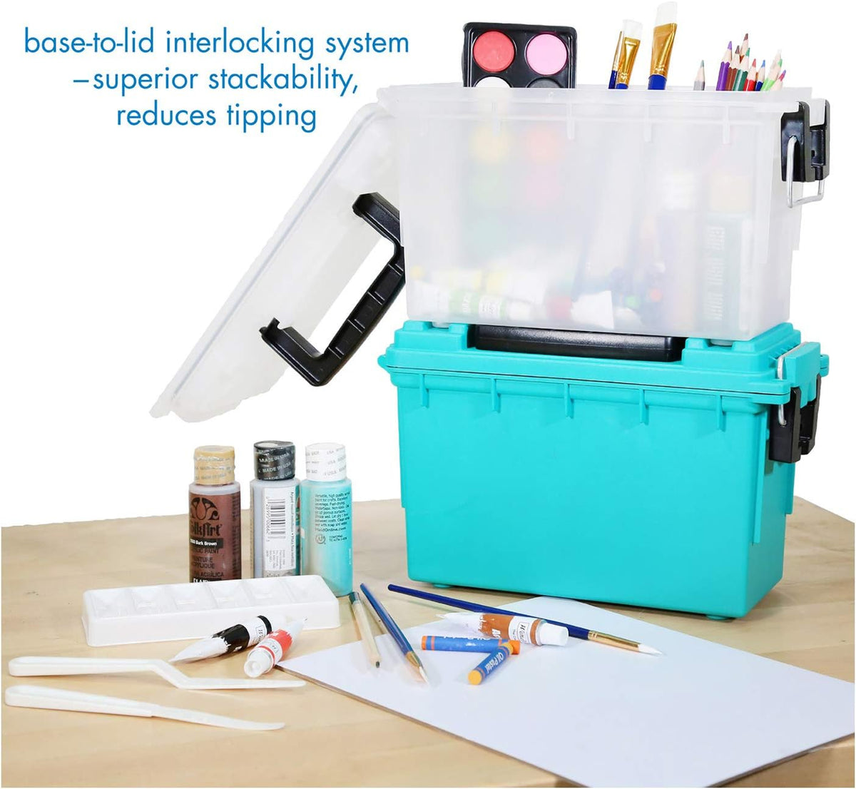 Logix 12535 Translucent Craft Organizer, Art Supply Organizer and Storage, Lockable School Supplies Organization, Moisture Resistant, Made in USA