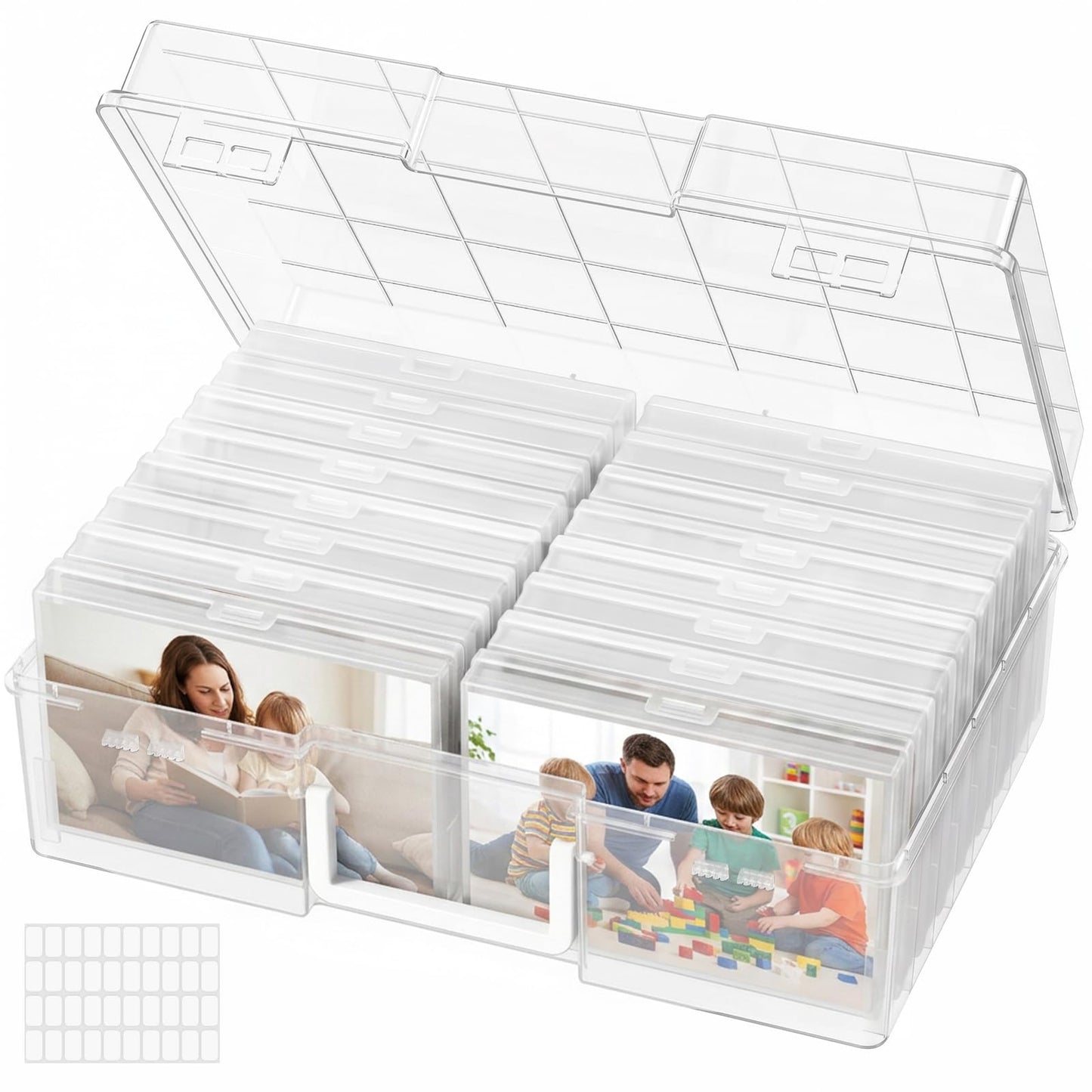 Lifewit 16 Pcs Photo Storage Box for 4"x 6" Pictures, Acid-Free, Clear