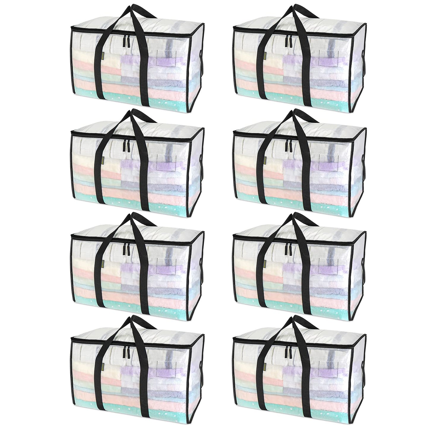BALEINE 6-Pack Oversized Moving Bags with Reinforced Handles, Heavy-Duty Storage Tote for Clothes, Moving Supplies (Clear, 6-Pack)