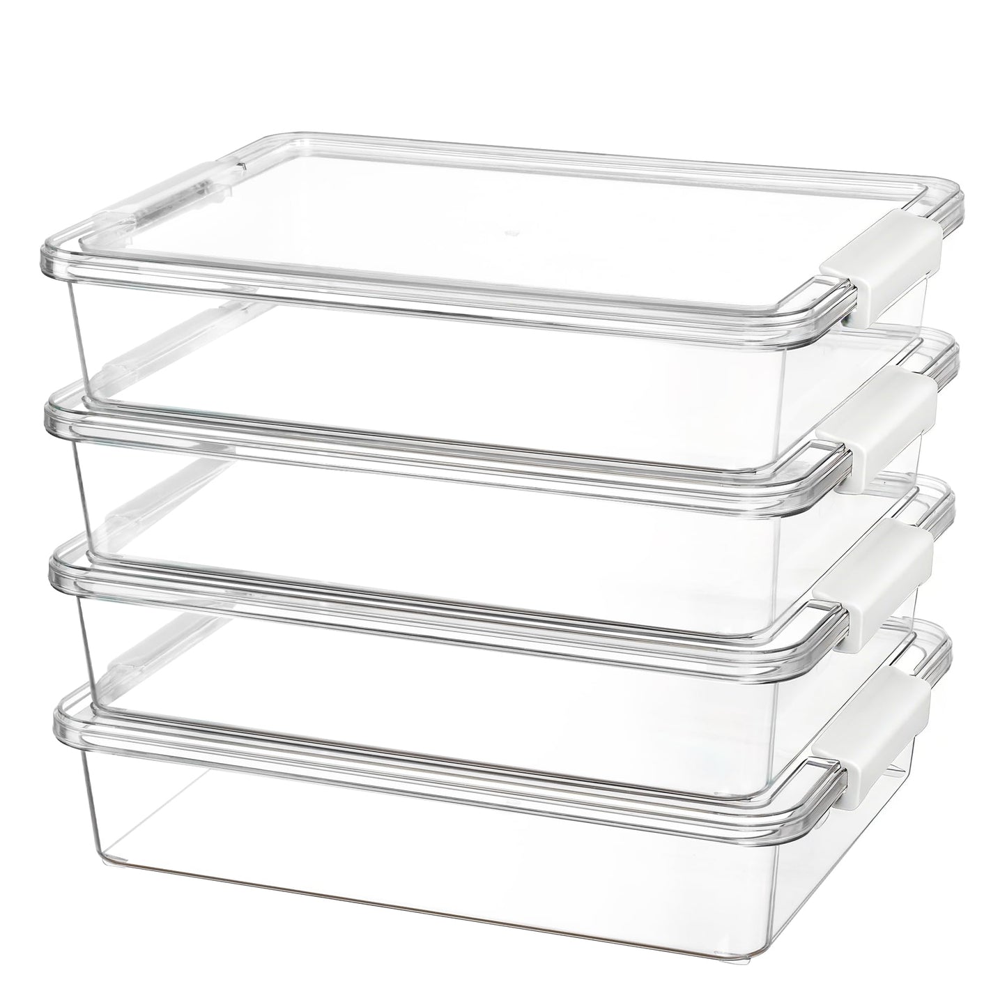 Vtopmart 4 Pack 6 Qt Plastic Storage Bins with Lids, Clear Sensory Bins