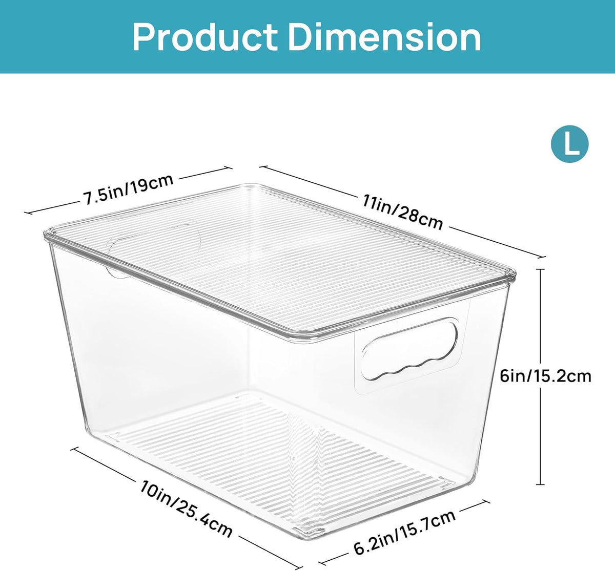 Vtopmart 6 Pack Clear Stackable Storage Bins with Lids and Handles, Large