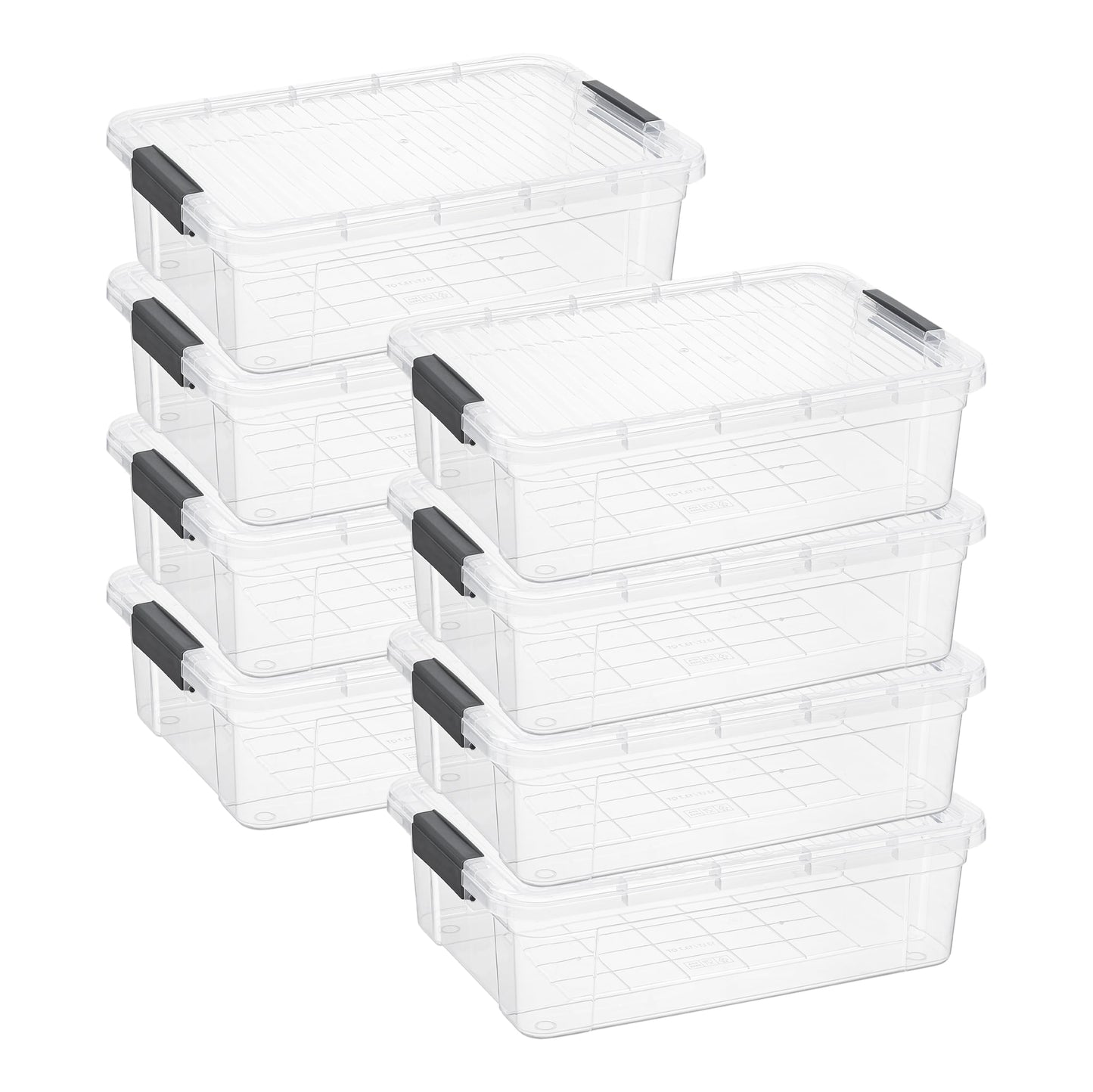 Superio Clear Plastic Storage Bins with Lid, 4.5 Quart Box, Organizing Containers, Stackable Plastic Tote for Home, Garage, Dorm, School, and Office
