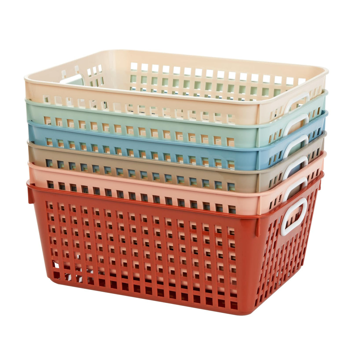 Really Good Stuff Medium Plastic Book Baskets, 11" by 7.5" by 4.5", 6-Pack