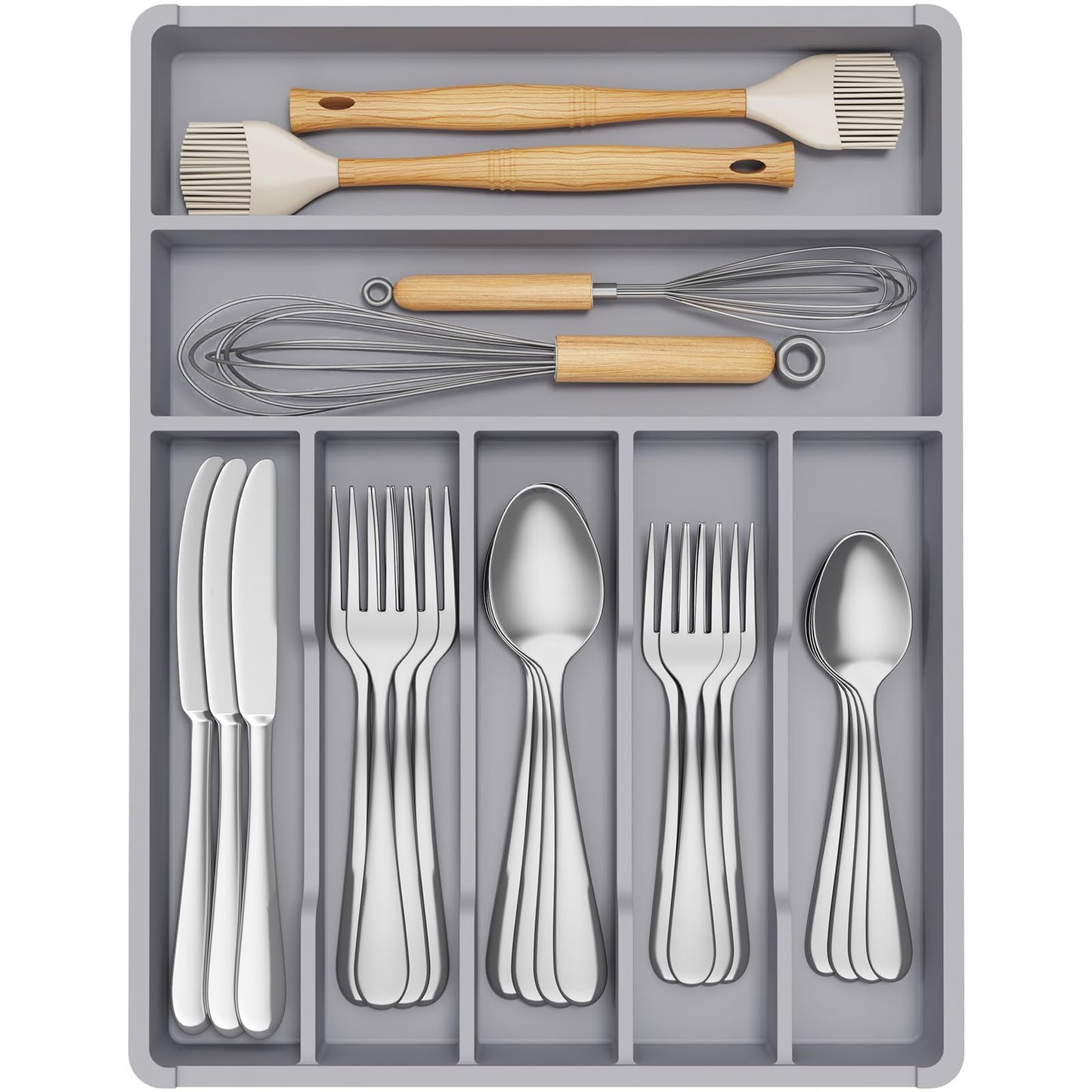 Lifewit Silverware Drawer Organizer Tray, Cutlery Storage for Kitchen