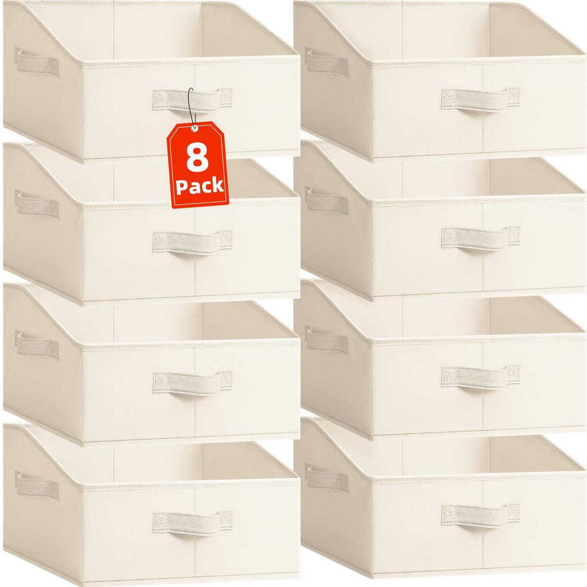 Criusia Closet Organizers Bins 6 Pack - Large Closet Shelf Organizer with Handles - Fabric Trapezoid Home Organization and Storage Baskets for Organizing Clothes Toy Blanket Towel Purse Hats