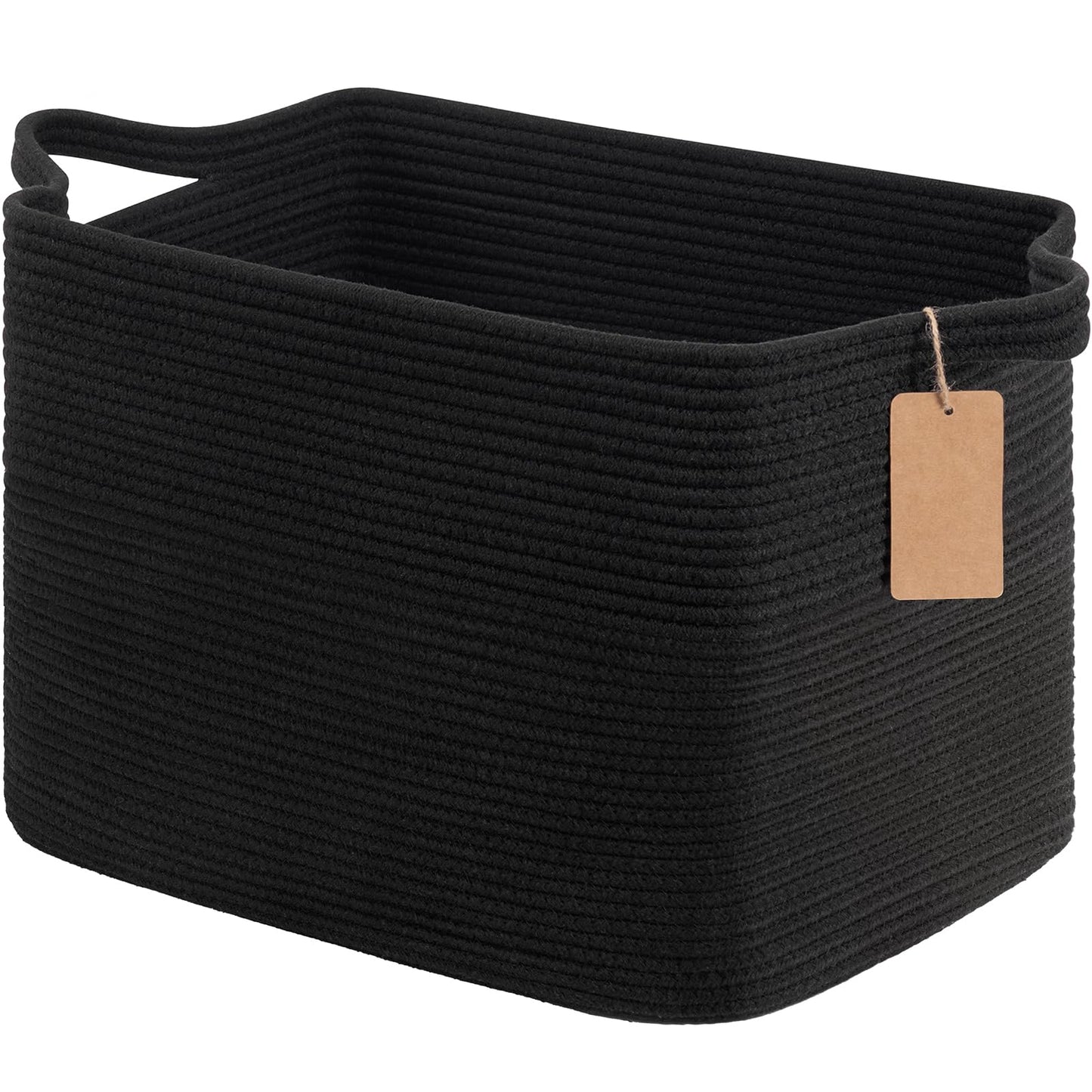 Goodpick Woven Rope Storage Basket for Shelves, Rectangle, Light Brown