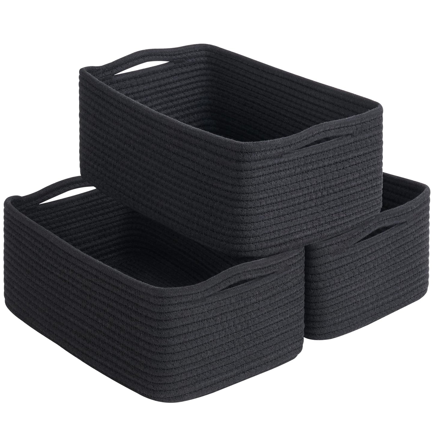 Goodpick 3Pack Rope Storage Baskets for Shelves Organizing, 11 x 7 x 4.5 in