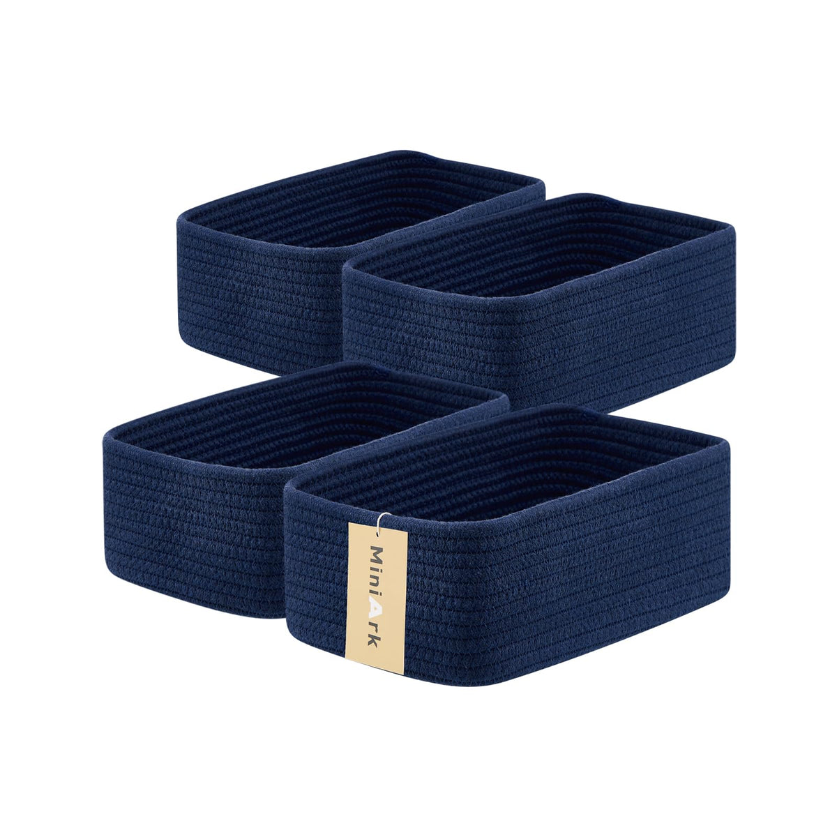 MiniArk Small Storage Baskets for Organizing | Closet Organizer Bins | Shelf Toy Basket | Woven Rope Baskets | Cube Decorative Box | Shallow Basket | L11.5xW7.5xH4.7| Brown