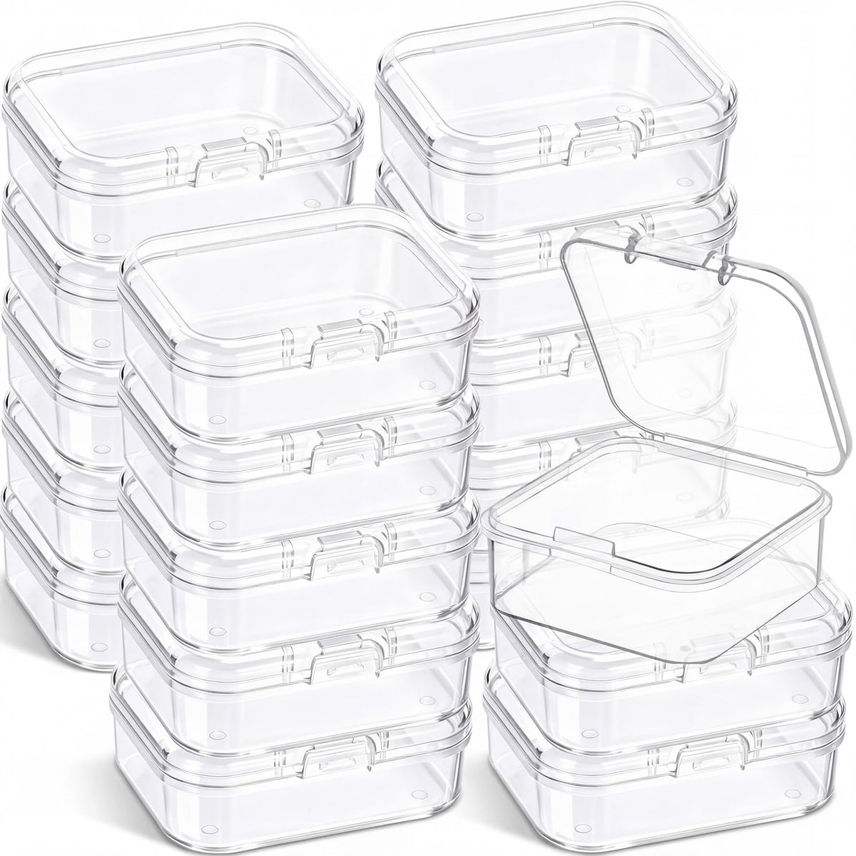 Jetec 6 Pieces Small Clear Plastic Storage Box, 3.3 x 2.1 x 1 Inch