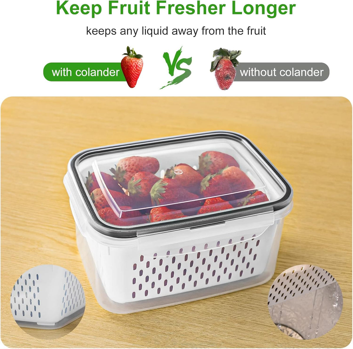 5 PCS Large Fruit storage Containers for Fridge ,Food Storage Containers