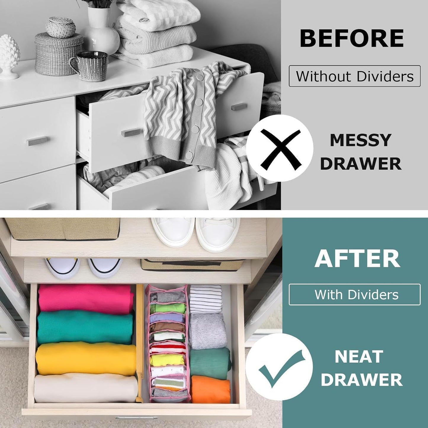 Lzerking Kitchen Drawer Dividers 4 Pack Adjustable Bamboo Drawer Organizer