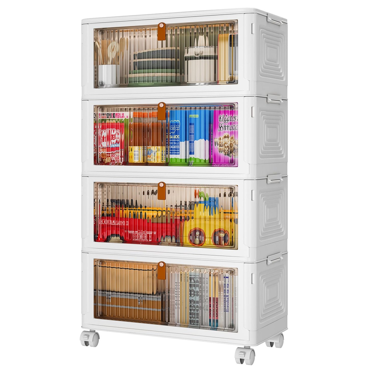 YFXCVSL 4 Tier Plastic Storage Bins with Lid 23QT, Stackable Storage Bins