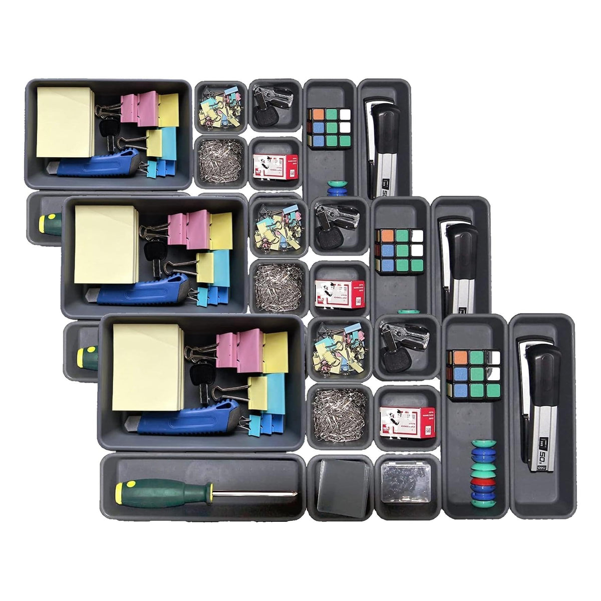 Kutesna 15PCS Plastic Drawer Organizer, Versatile Desk Organizers Set