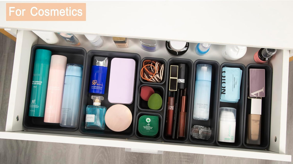 Kutesna 15PCS Plastic Drawer Organizer, Versatile Desk Organizers Set
