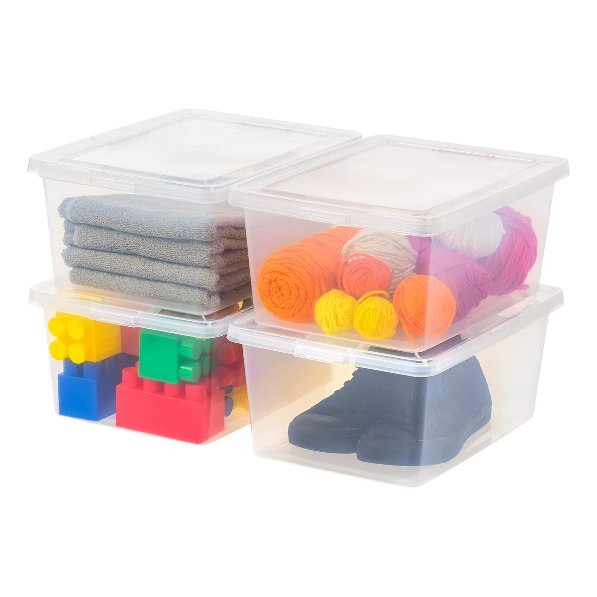 IRIS USA 12-Pack 7 Qt Storage Bins with Lids, Clear, Stackable