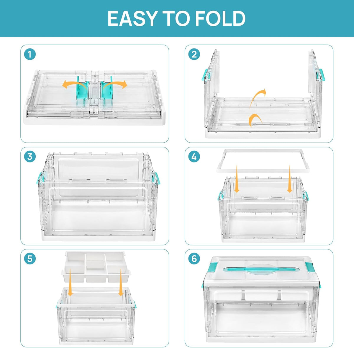 Vtopmart 24 QT Clear Plastic Craft Storage Box with Tray & Dividers, 1 Pack