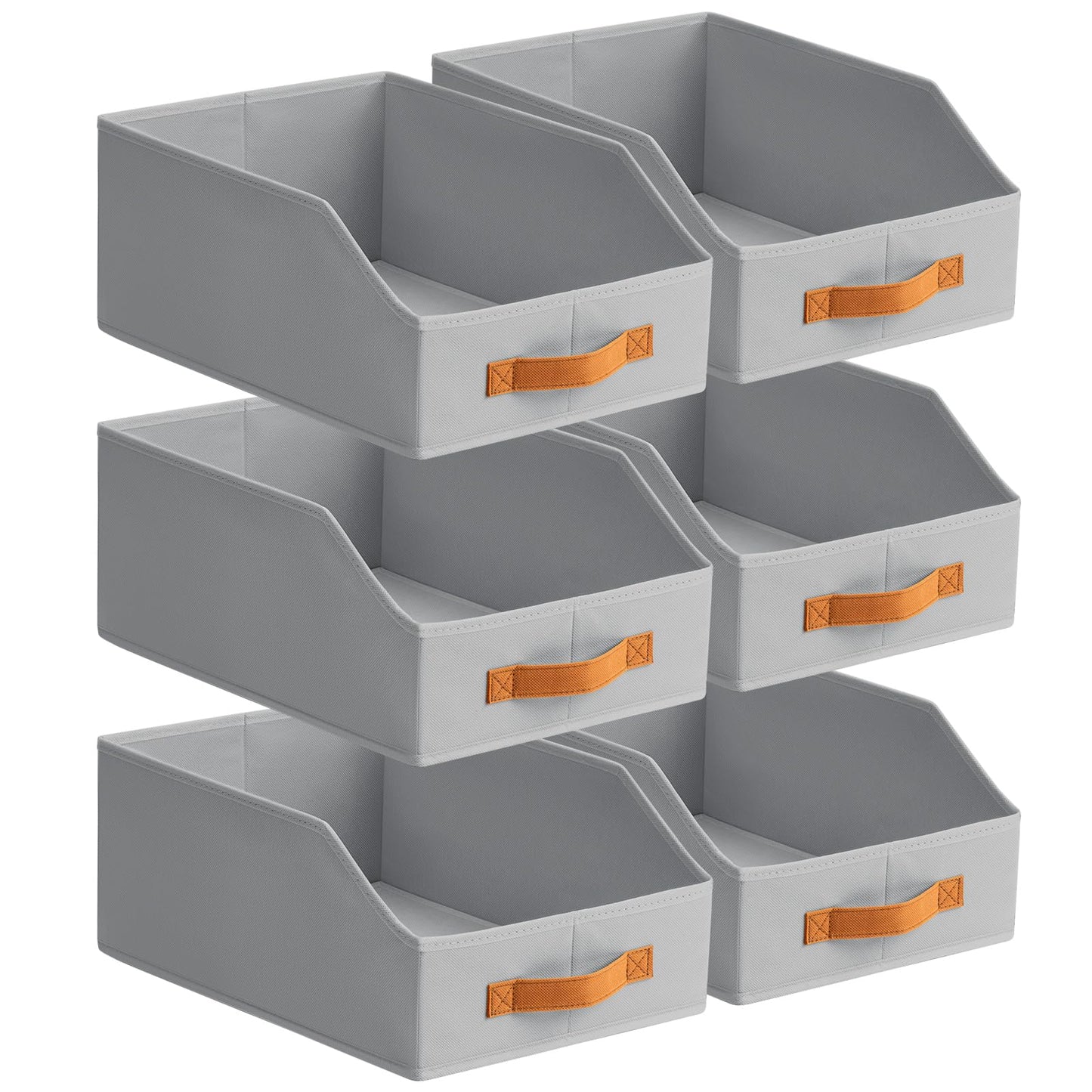 Homsorout Fabric Storage Bins for Organizing - 6 Pack Large Trapezoid Collapsible Storage Bins with Front Handle, Closet Organizers and Storage for Bedroom, Home Shelves, Small Spaces, Beige