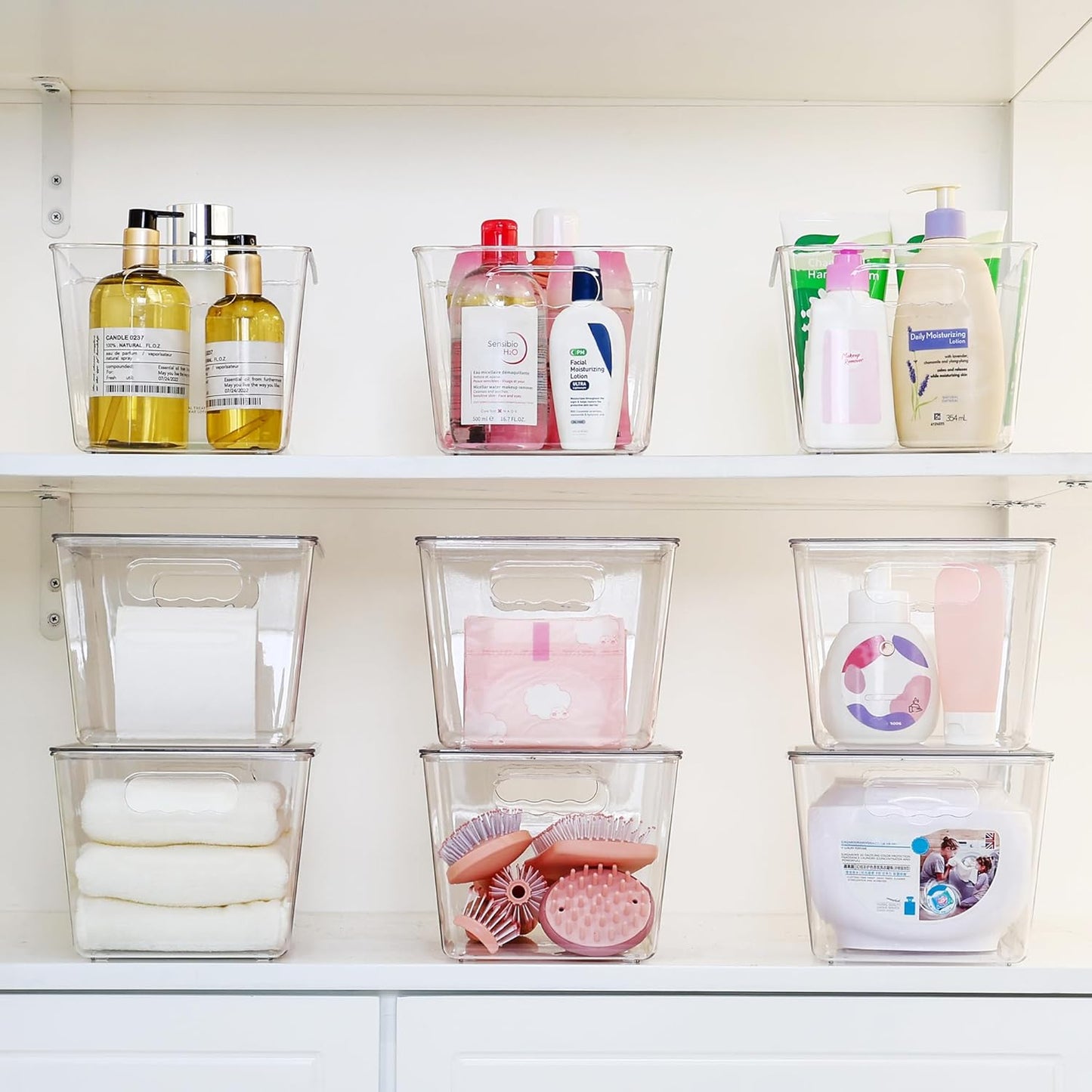 Vtopmart 6 Pack Clear Stackable Storage Bins with Lids and Handles, Large