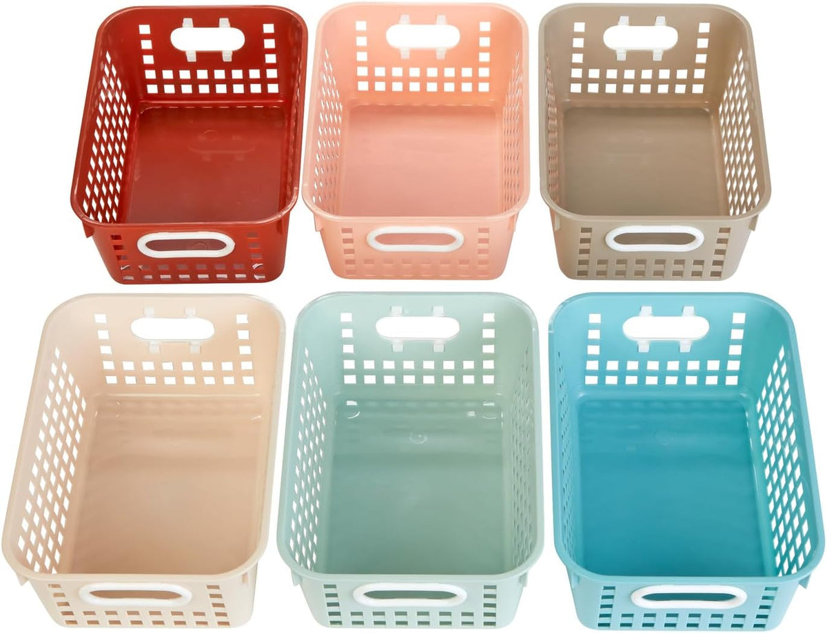 Really Good Stuff Medium Plastic Book Baskets, 11" by 7.5" by 4.5", 6-Pack