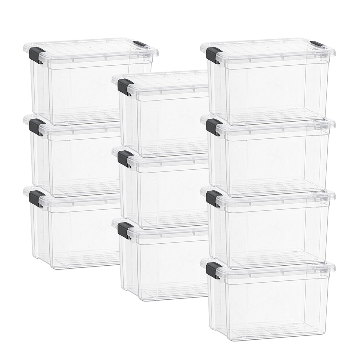 Superio Clear Plastic Storage Bins with Lid, 4.5 Quart Box, Organizing Containers, Stackable Plastic Tote for Home, Garage, Dorm, School, and Office