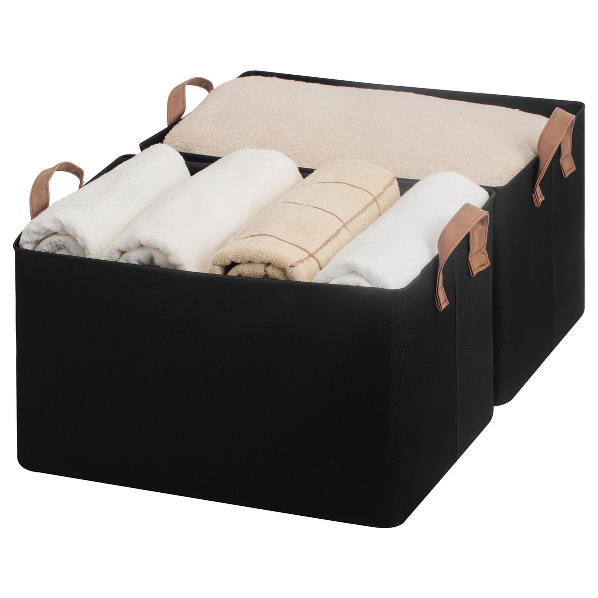 StorageWorks Fabric Storage Bins, Khaki and Beige Stripes, 2-Pack