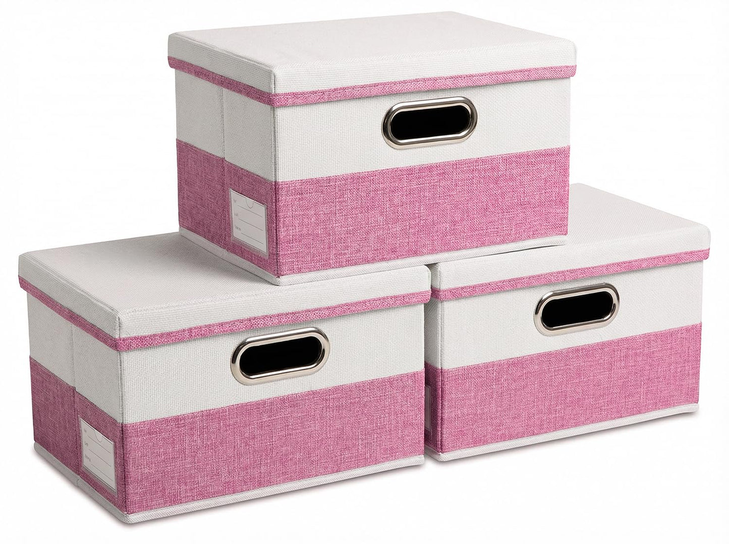 PRANDOM Large Collapsible Storage Bins with Lids [3-Pack] Linen/Cotton Blend Foldable Storage Boxes Organizer Containers Baskets Cube with Cover for Home Bedroom Closet Office Nursery(17.7x11.8x11.8)