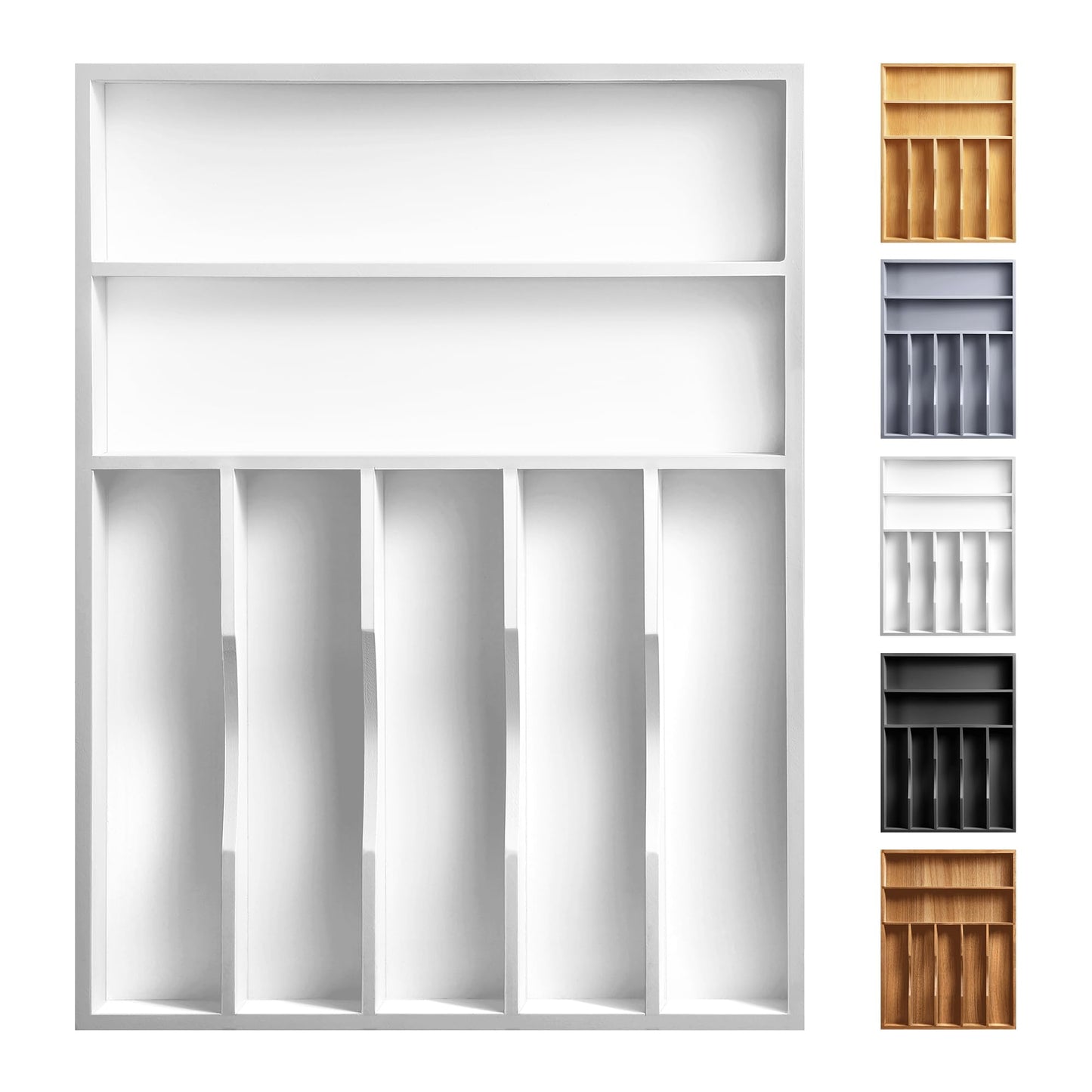 Expandable Bamboo Kitchen Drawer Organizer for Cutlery and Utensils, Adjustable Bamboo Wood Cutlery Tray in Drawer for Flatware and Silverware in Kitchen, (Natural)