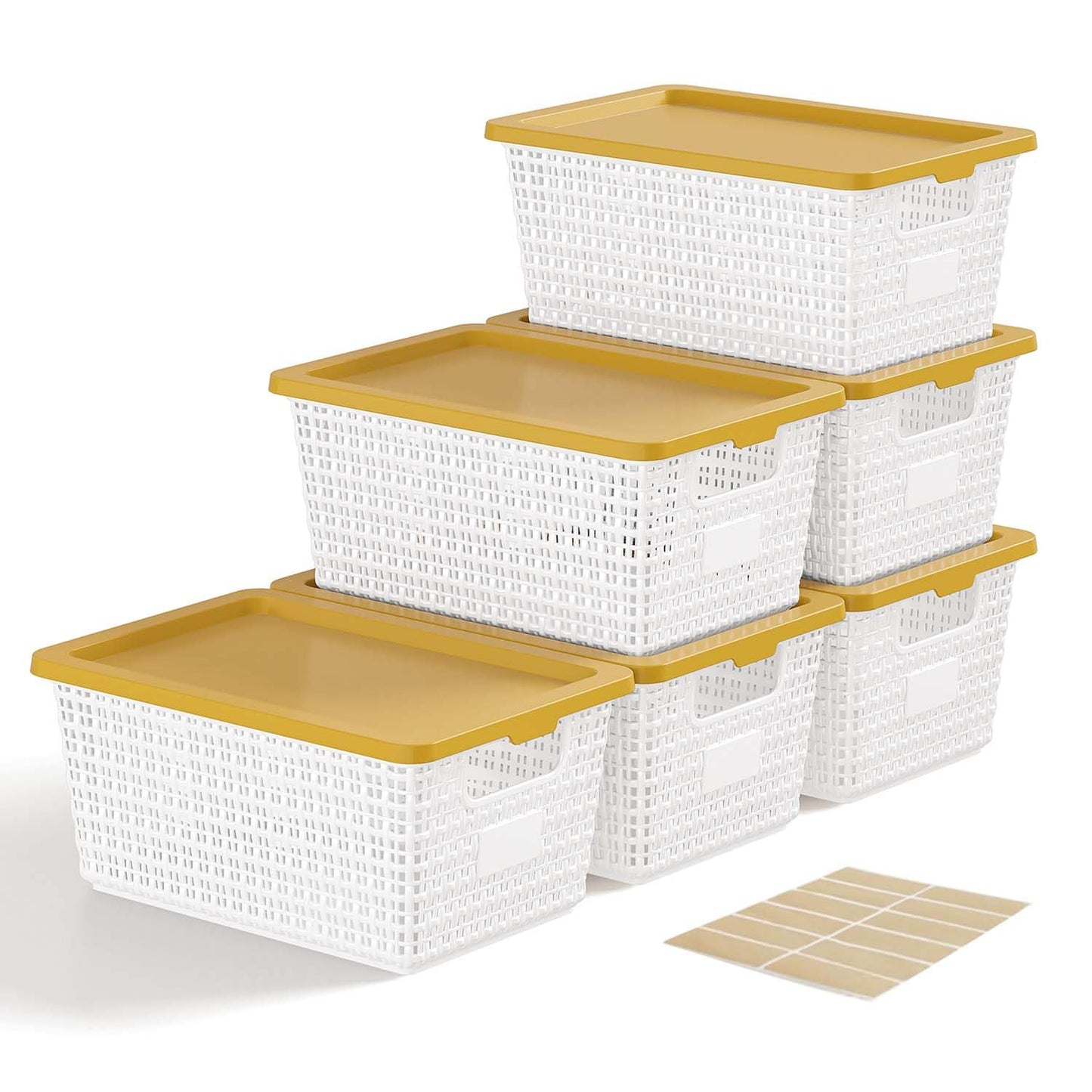 EOENVIVS Set of 6 Baskets For Organizing, Plastic Storage Bins and Small Basket for Organization and Storage Shelves Drawers Desktop Closet Playroom Classroom Office, Black