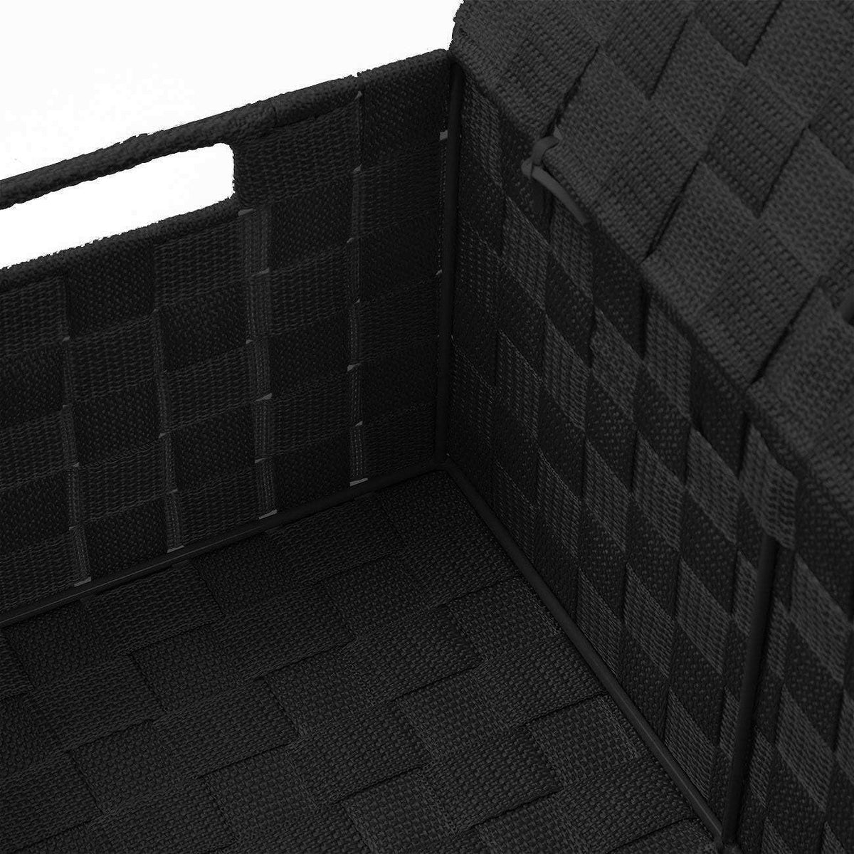 Sorbus Storage Basket with Lid, 3-Piece Woven Set for Shelves (Black)