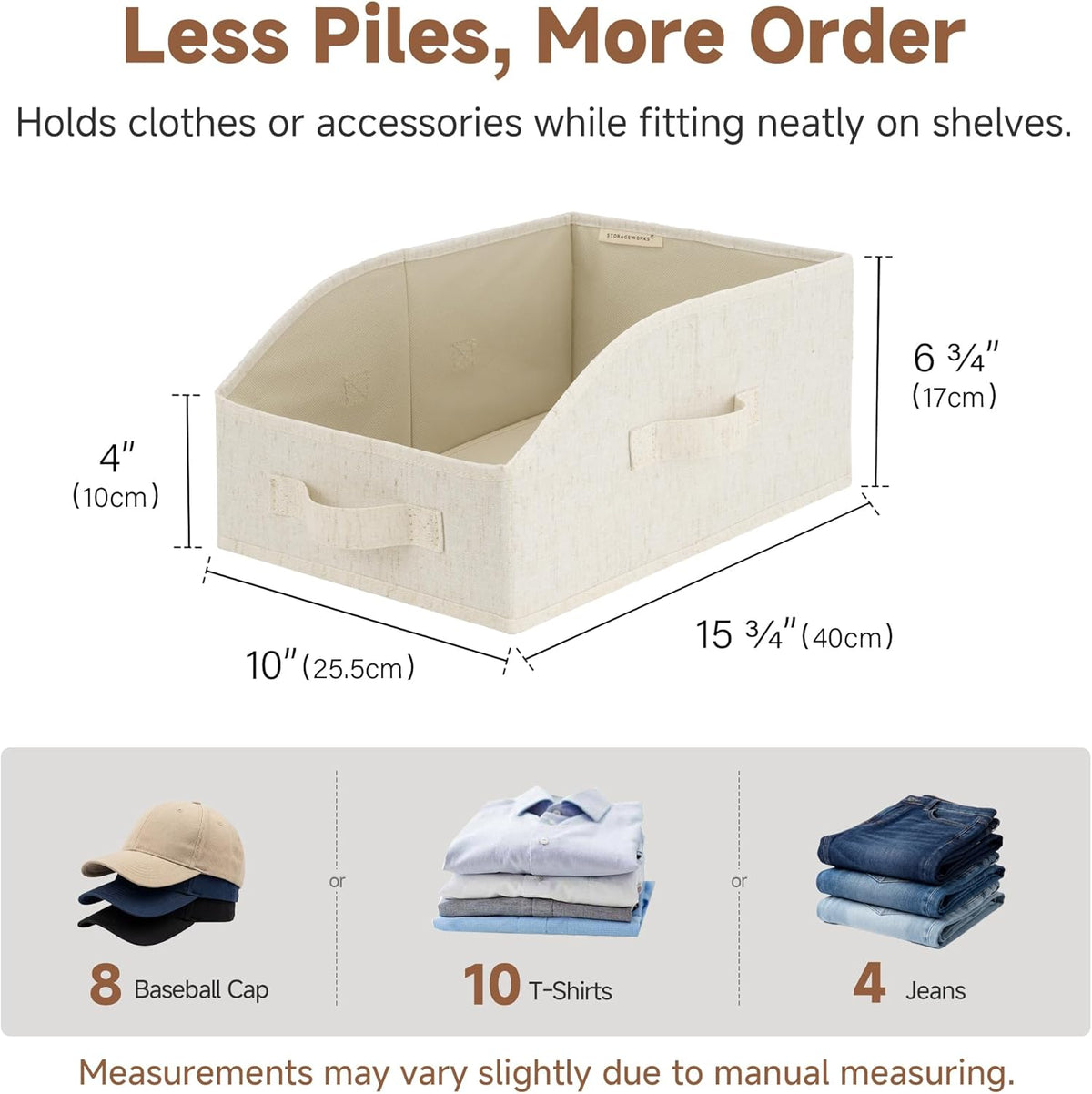 StorageWorks Closet Storage Bins, Beige(Cotton-linen), Medium, 3-Pack