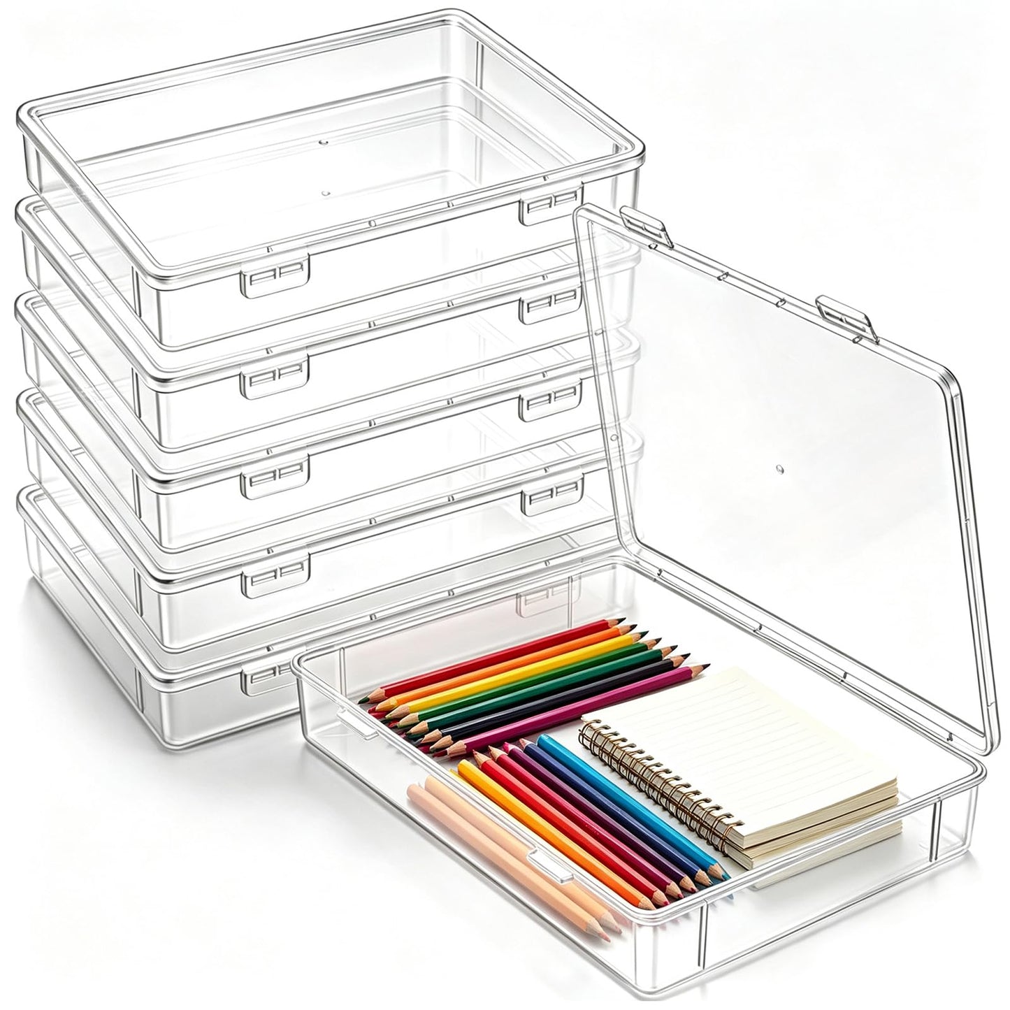 Jetec 6 Pieces Small Clear Plastic Storage Box, 3.3 x 2.1 x 1 Inch