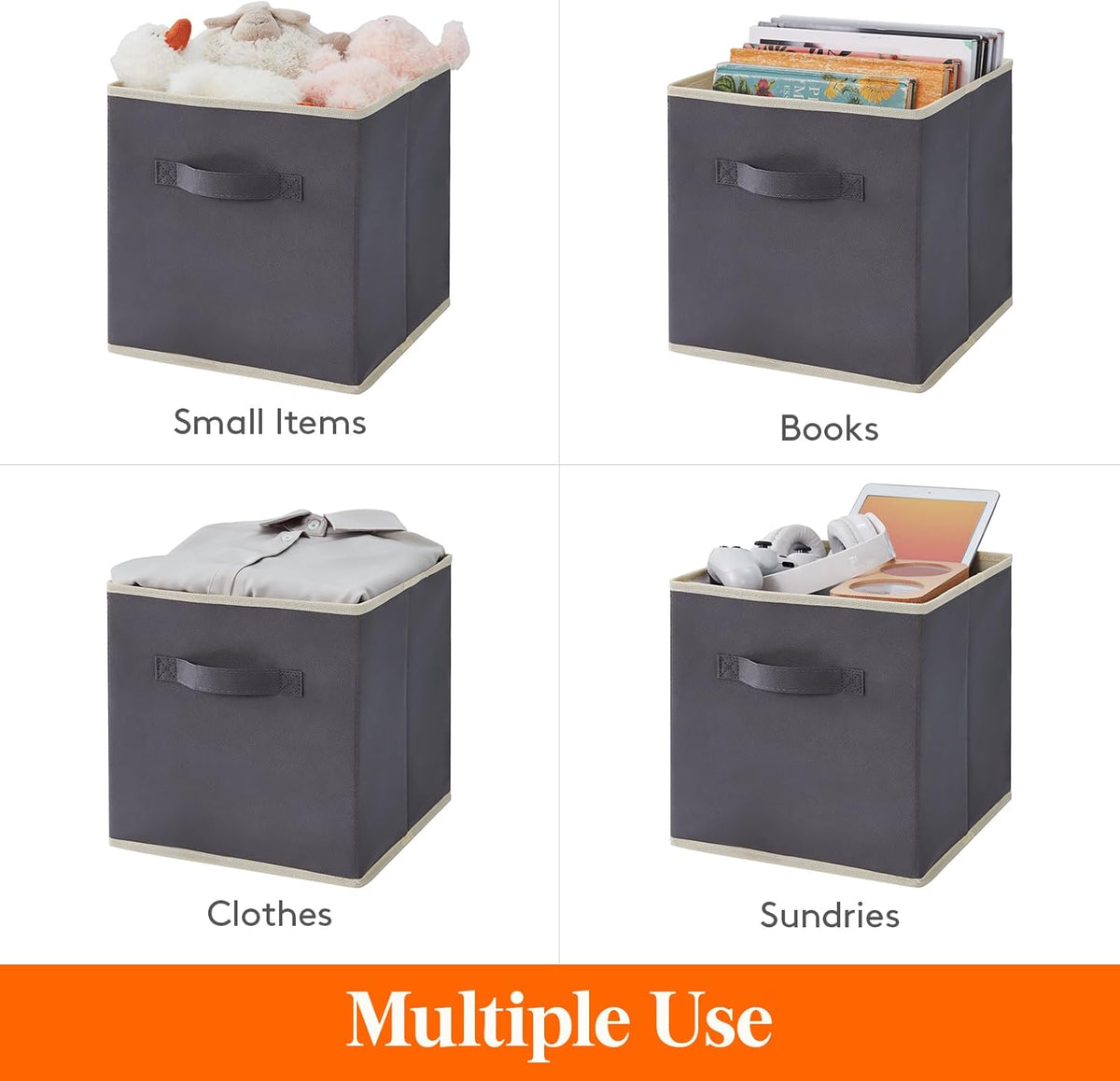 Lifewit Storage Cubes, 11 Inch Organizer Bins, 18L Gray, 12 Packs