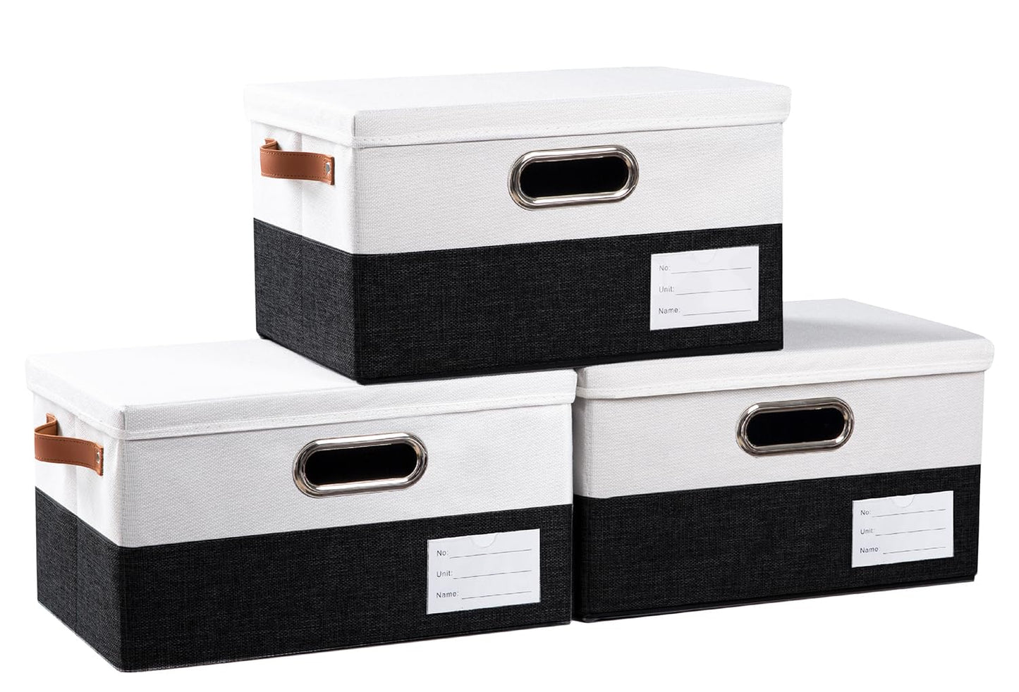 PRANDOM Large Collapsible Storage Bins with Lids [3-Pack] Linen/Cotton Blend Foldable Storage Boxes Organizer Containers Baskets Cube with Cover for Home Bedroom Closet Office Nursery(17.7x11.8x11.8)