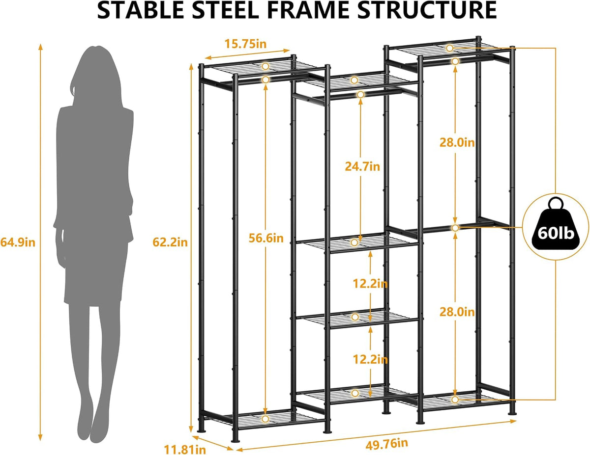 HOMIDEC Wardrobe Closet, 4 Hanging Spaces Portable Clothes Rack