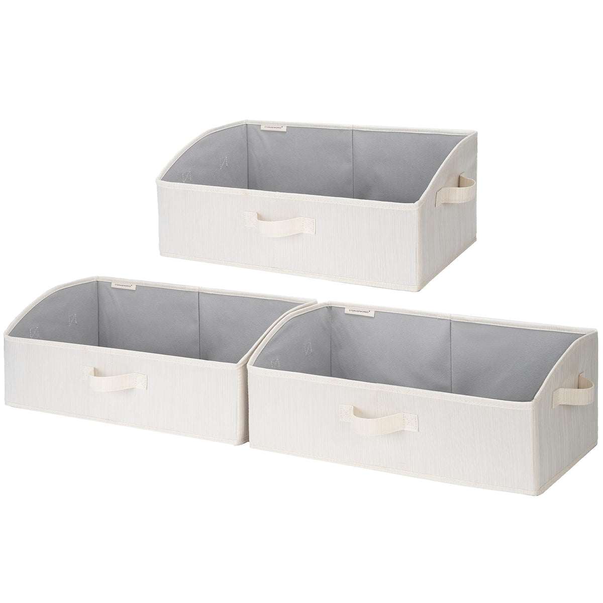 StorageWorks Closet Storage Bins, Beige(Cotton-linen), Medium, 3-Pack