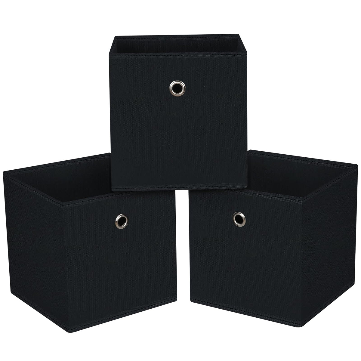 Black Foldable Storage Cubes Bins ,11 Inch Cloth Storage Cube Fabric Storage Box Cubes Organizer Baskets with Handles for Home Organizer Set of 3 (Black)