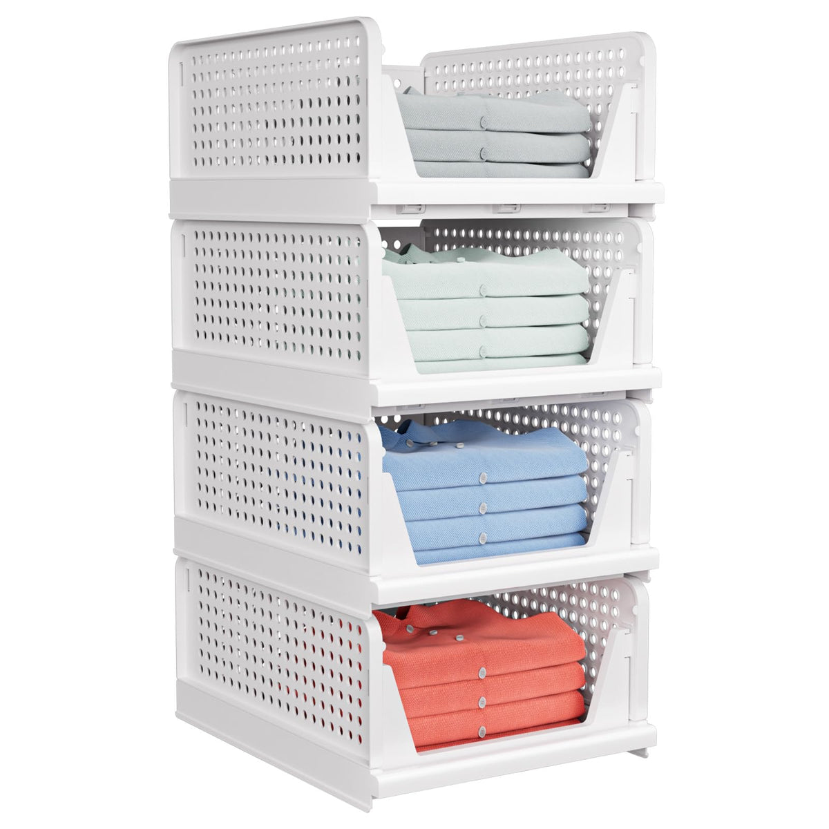 caktraie 5 Pack Stackable Closet Storage Basket - Stackable Storage Bins