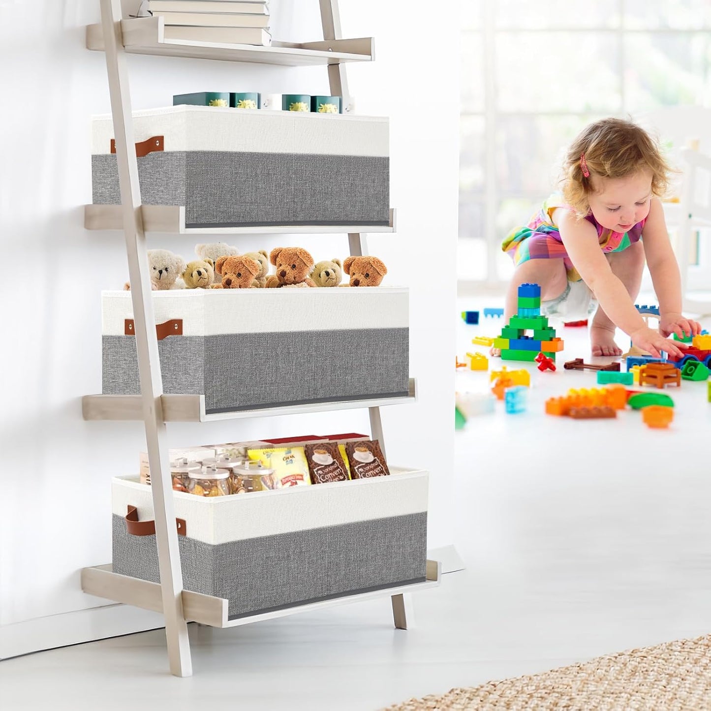 3 Pack Large Capacity Storage Bins Closet Organizer for Shelves