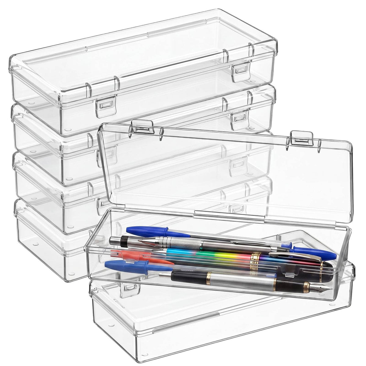Jetec 6 Pieces Small Clear Plastic Storage Box, 3.3 x 2.1 x 1 Inch