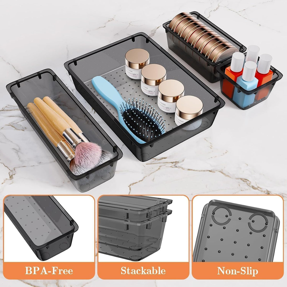 25 PCS Plastic Drawer Organizer, Versatile Organizer Trays & storage Bins