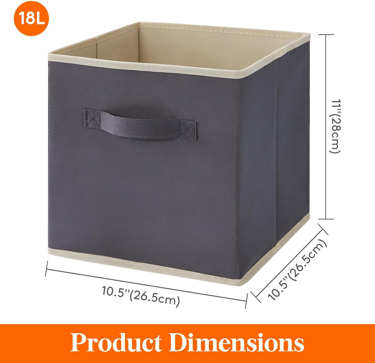 Lifewit Storage Cubes, 11 Inch Organizer Bins, 18L Gray, 12 Packs